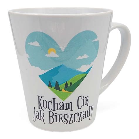 Kubek ceramiczny walentynki Kocham Cię jak Bieszczady góry 350 ml