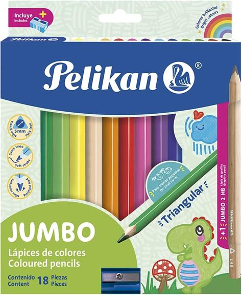 Pelikan Lápices de Colores Triangulares Jumbo con 18 piezas Colores