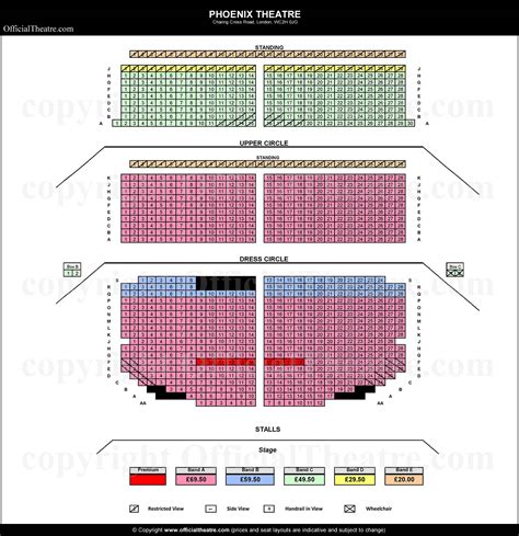 Phoenix Theatre London seat map and prices for Chicago