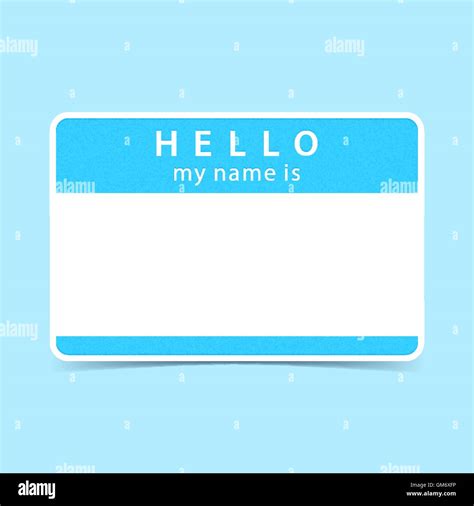 Blue Blank Name Tag Sticker Hello My Name Is Rounded Rectangular Badge