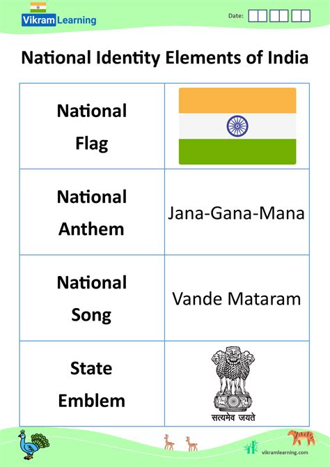 Download india national symbols worksheets | vikramlearning.com