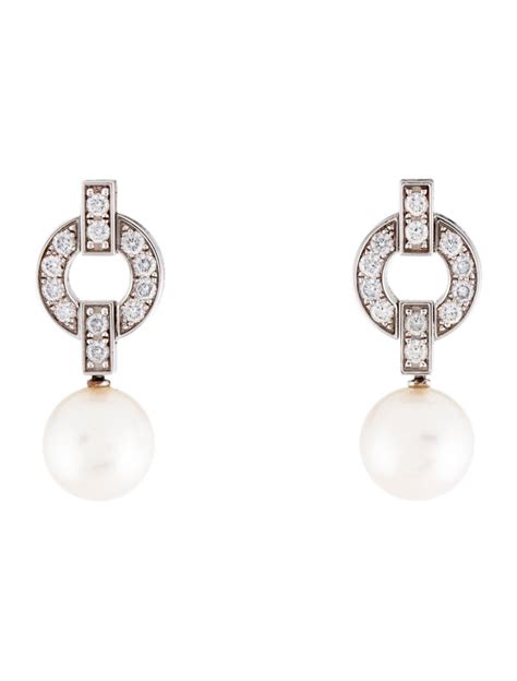 Cartier Pearl Himalia Earrings - Rhodium-Plated 18K White Gold Drop ...