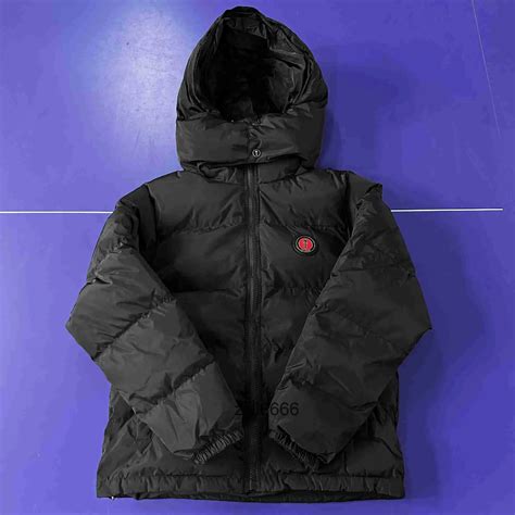 Trapstar Jacke Trapstar New Red Label Schwarzer Baumwollmantel Mit