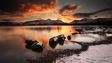 Wallpaper Sunlight Landscape Mountains Sunset Sea Lake Rock