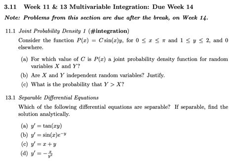 Solved 3 11 Week 11 13 Multivariable Integration Due Chegg