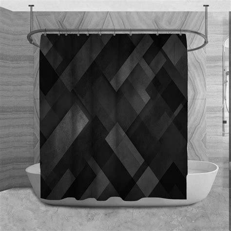 Black Abstract Pattern Shower Curtain Geometric Shower Curtain Black