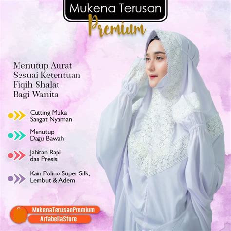 Jual Mukena Terusan Premium Arfabella Store Polino Super Silk Full