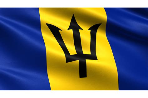 Barbados Flag Waving Fabric Texture Illustration Par Bourjart