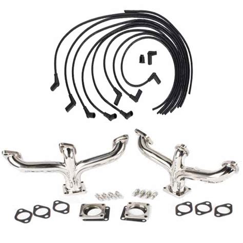 Flathead Ford V8 Center Dump Headers And Spark Plugs Wire Set