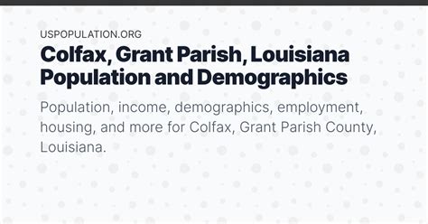 Colfax, Grant Parish, Louisiana Population | Income, Demographics ...