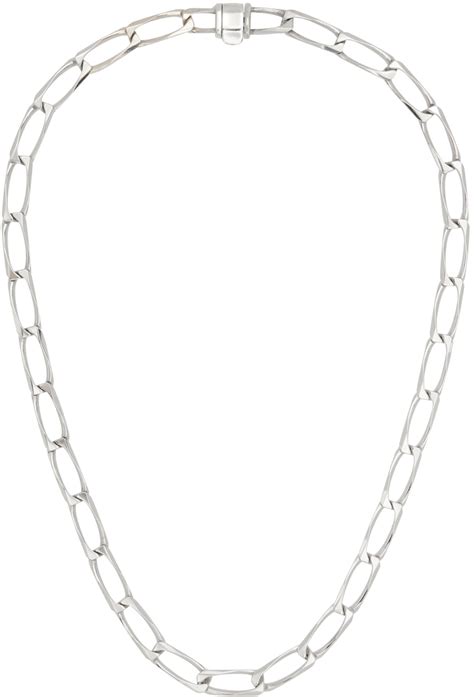 Emanuele Bicocchi Silver Squared Link Chain Necklace Ssense Canada