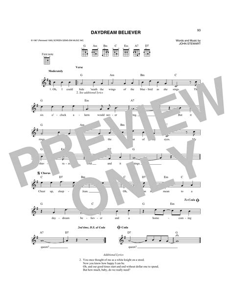 Daydream Believer By The Monkees Sheet Music For Mandolin At Sheet Music Direct