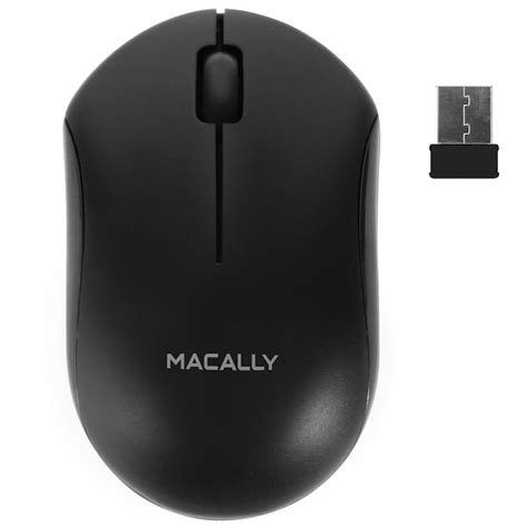 Macally 24g Wireless Mouse With 3 Button Smooth Scroll Wheel Dongle Receiver Compatible With