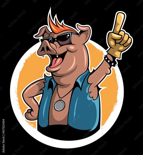 Cartoon style pig character, pig in the sunglasses mascot vector design ...