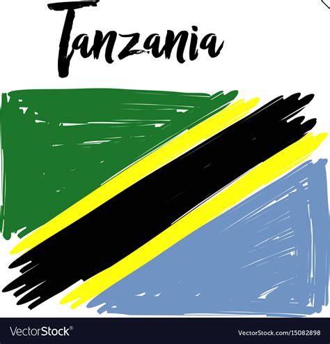 Tanzania Flag Brush Strokes Painted Royalty Free Vector