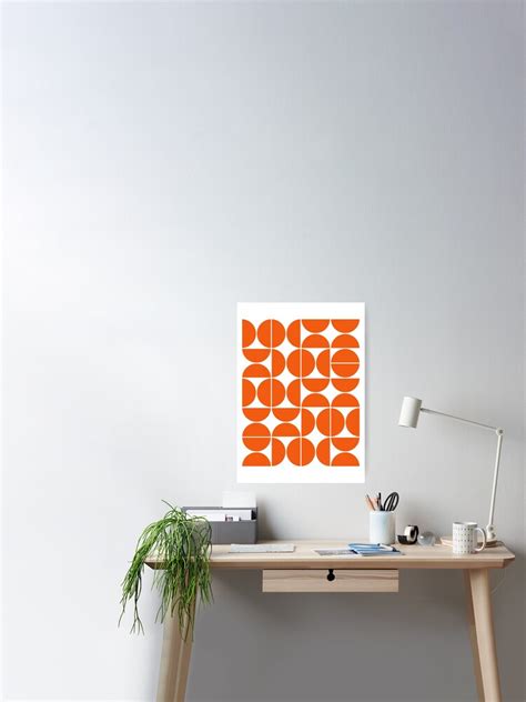 Mid Century Modern Geometric 04 Orange Poster For Sale By