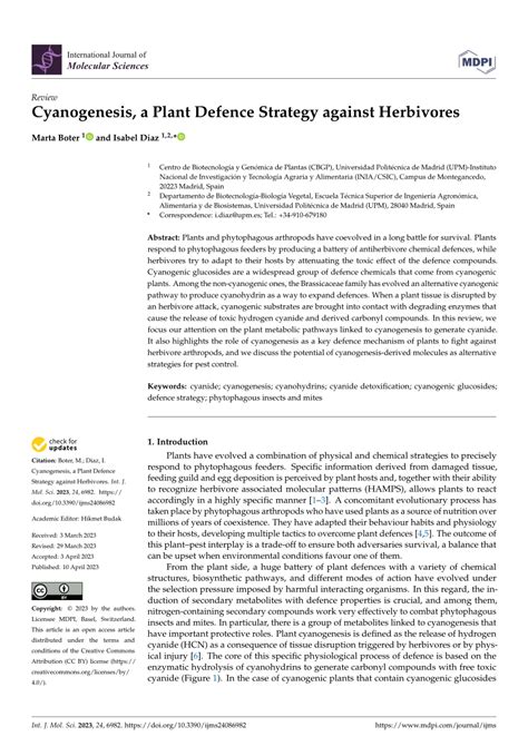 PDF Cyanogenesis A Plant Defence Strategy Against Herbivores