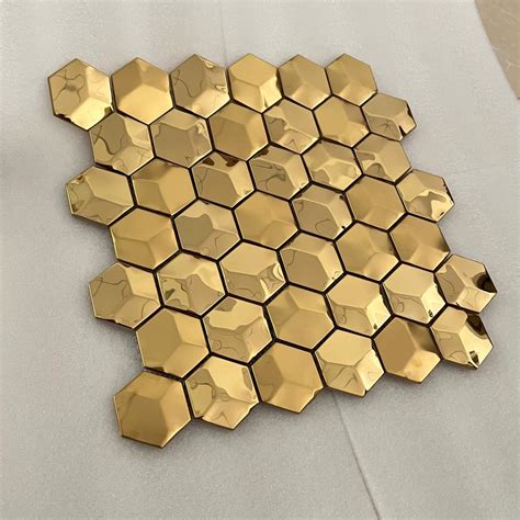 3d Hexagonal Metal Mosaic Gold Styleonartfactory Shri Samarth