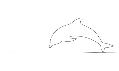 Abstract Dolphin In Continuous Line Art Drawing Style Minimalist Black