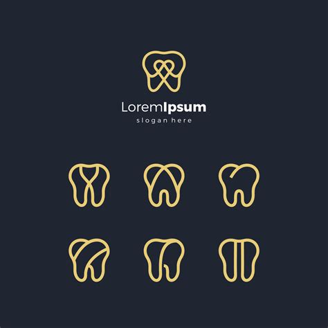 Set dental Logo on gold color. single line dentist logos Design Vector ...