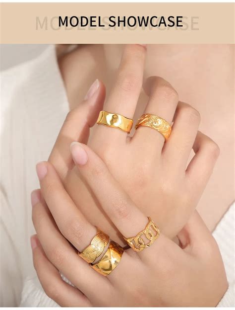 Carline New Stainless Steel Rings K Gold Plated Geometric