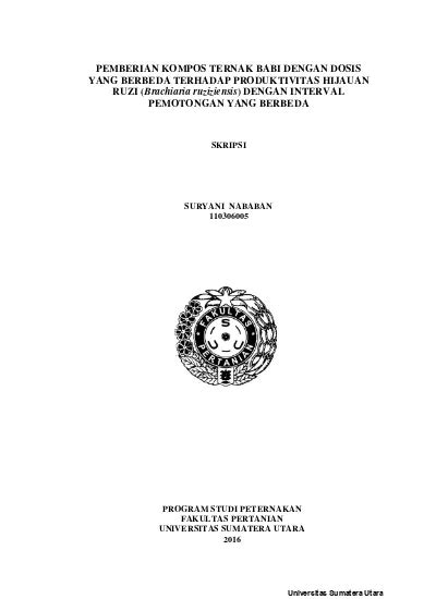 Pemberian Kompos Ternak Babi Dengan Dosis Yang Berbeda Terhadap