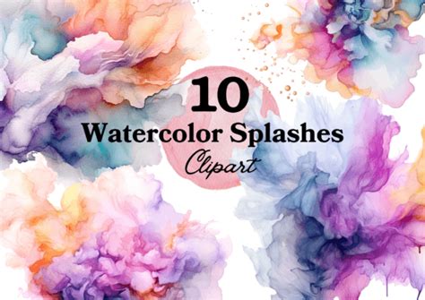 Watercolor Splash Clipart Pack Graphic By Loony Dream Designs