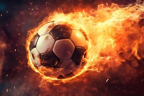 Premium Ai Image A Soccer Ball Is Burning With Flames On It