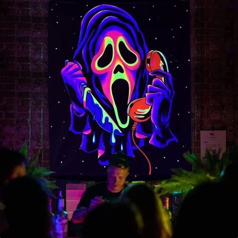 Simpkeely Blacklight Horror Face Tapestry Uv Reactive Ghost Wall