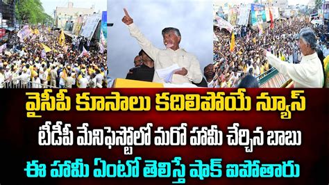 వైసీపీ కూసాలు కదిలిపోయే న్యూస్ టీడీపీ మేనిఫెస్టోలో మరో హామీ చేర్చిన బాబు ఏంటో తెలిస్తే షాక్