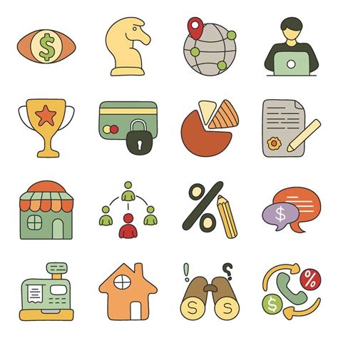 Set Of Business And Finance Flat Icons Vector Art At Vecteezy