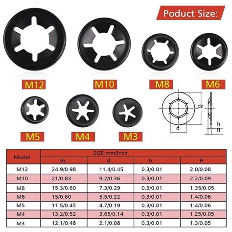 Pcs Internal Tooth Lock Starlock Locking Washers M M Black Speed