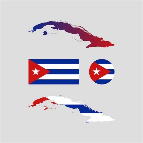 Premium Vector Cuba National Flag And Map Vectors Set