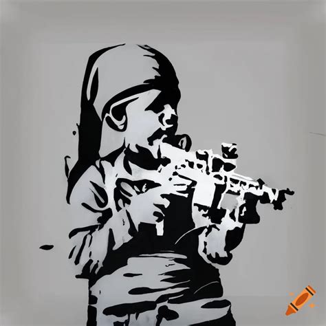 Stencil art inspired by palestinian war in a banksy style on Craiyon