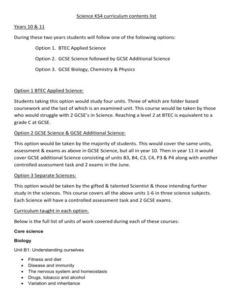 Science Ks4 Curriculum