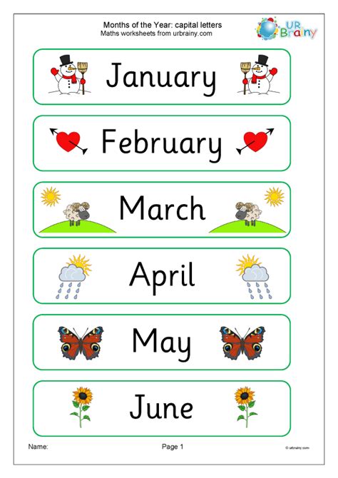 Capital Letters For Months Of The Year Sentences And Punctuation By