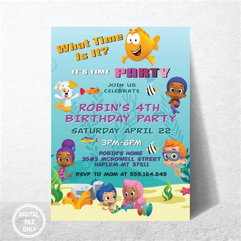 Personalized File Bubble Guppies Birthday Invitations | Prin - Inspire ...