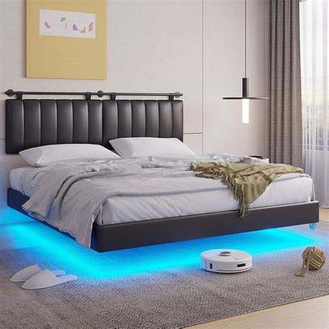 Amazon Dictac Base De Cama Flotante King Con Luces Led Y Cabecero