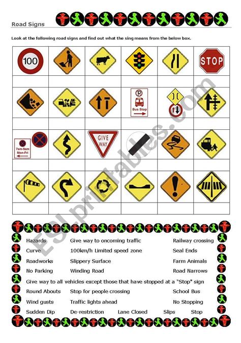 Road Signs Esl Worksheet By Ichi Worksheets Library