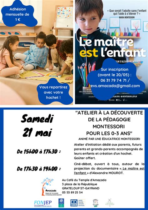 Atelier Parents Enfants A la découverte de la pédagogie Montessori