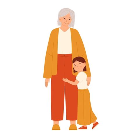 Premium Vector Granddaughter Hugging Her Grandmother Flat Vector