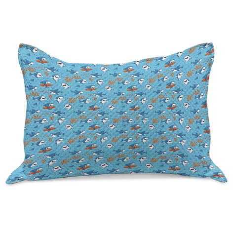 Shark Knitted Quilt Pillowcover Underwater Fantasy World With Funny