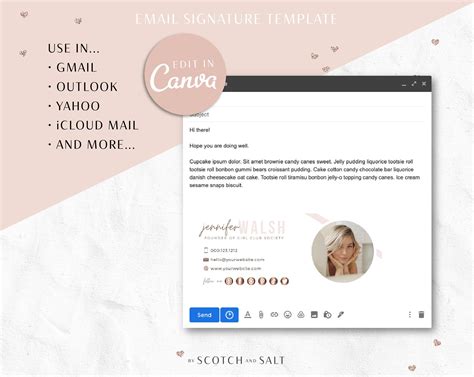 Email Signature Template For Canva Minimalist Logo Blog Email Etsy Email Signature Templates