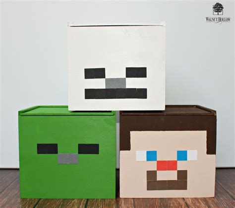 Minecraft Storage Boxes Diy Steve Skeleton Zombie Morena S Corner