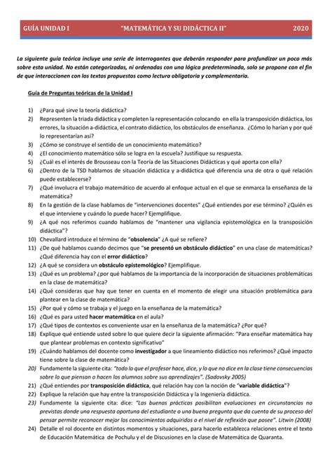 Gu A De Preguntas Unidad I Pdf