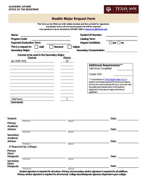 Fillable Online Registrar Tamu Double Major Request Form