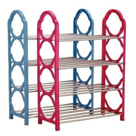 Jual Rak Sepatu Susun 4 Tingkat Plastik Alumunium Shoes Storage Rack