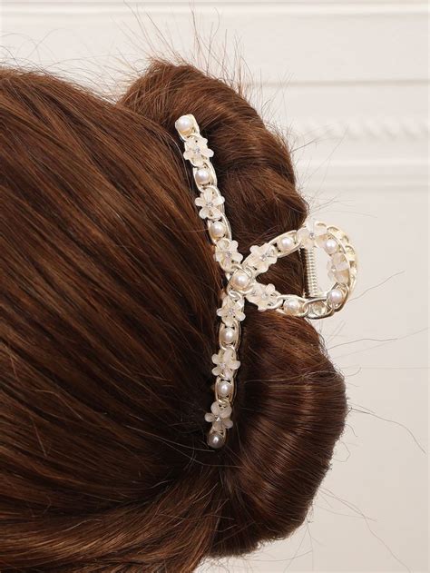 Faux Pearl Flower Decor Hair Claw I Discovered Amazing Products On