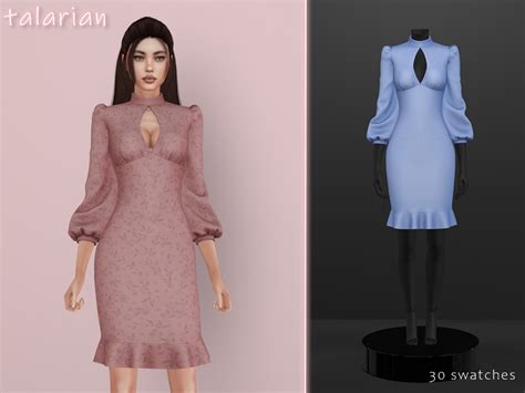 The Sims Resource Valentina Voluminous Sleeves Dress