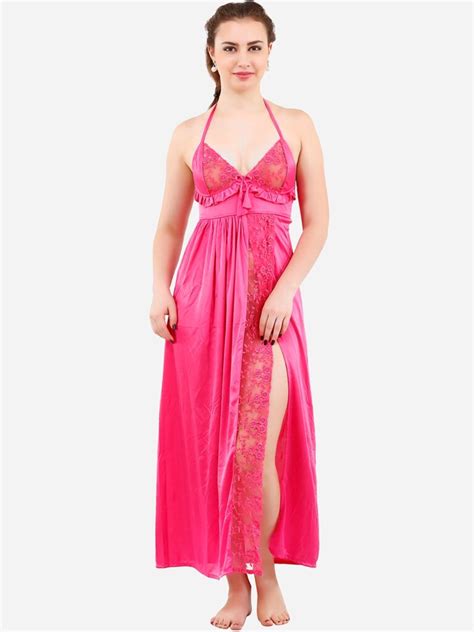 Night Dress Sleepwear Two Piece Satin Silk Night Wear Women Nighty With Outer Robe Fancyra